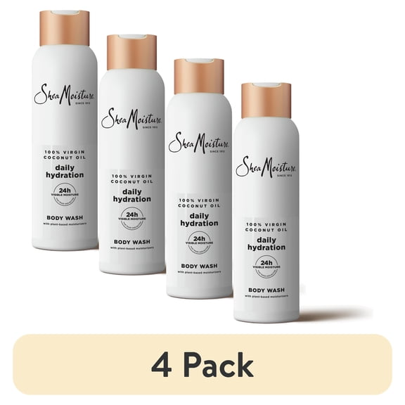 (4 pack) SheaMoisture Hydrating Liquid Body Wash for Women Virgin Coconut Oil, 18 oz