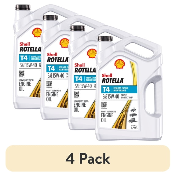 (4 pack) Shell Rotella T4 Triple Protection 15W-40 Diesel Engine Oil, 1 Gallon