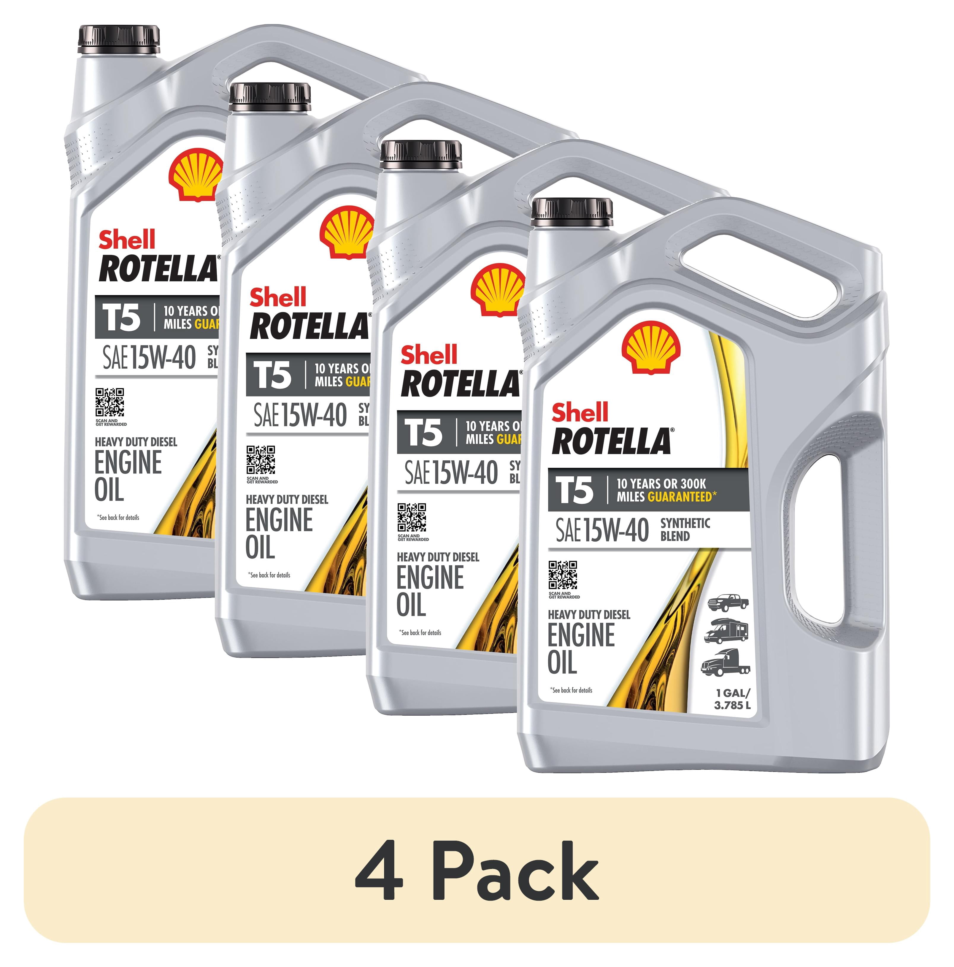 (4 pack) Shell Rotella T5 Synthetic Blend 15W-40 Diesel Engine Oil, 1 Gallon