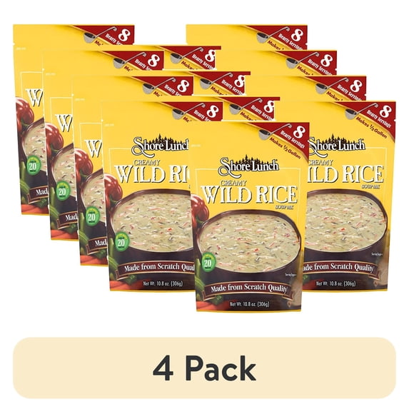 (4 pack) Shore Lunch Creamy Wild Rice Soup Mix, Made with Blends of White & Wild Rice with Seasonings, 8 Hearty Servings, Makes ½ Gallon of Soup (10.8 Ounce (Pack of 3))