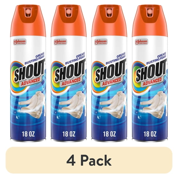 (4 pack) Shout Advanced Grease Busting Foam, Laundry Stain Remover, 18 Ounce