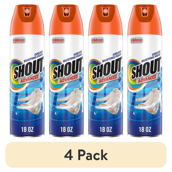 (4 pack) Shout Advanced Grease Busting Foam, Laundry Stain Remover, 18 Ounce