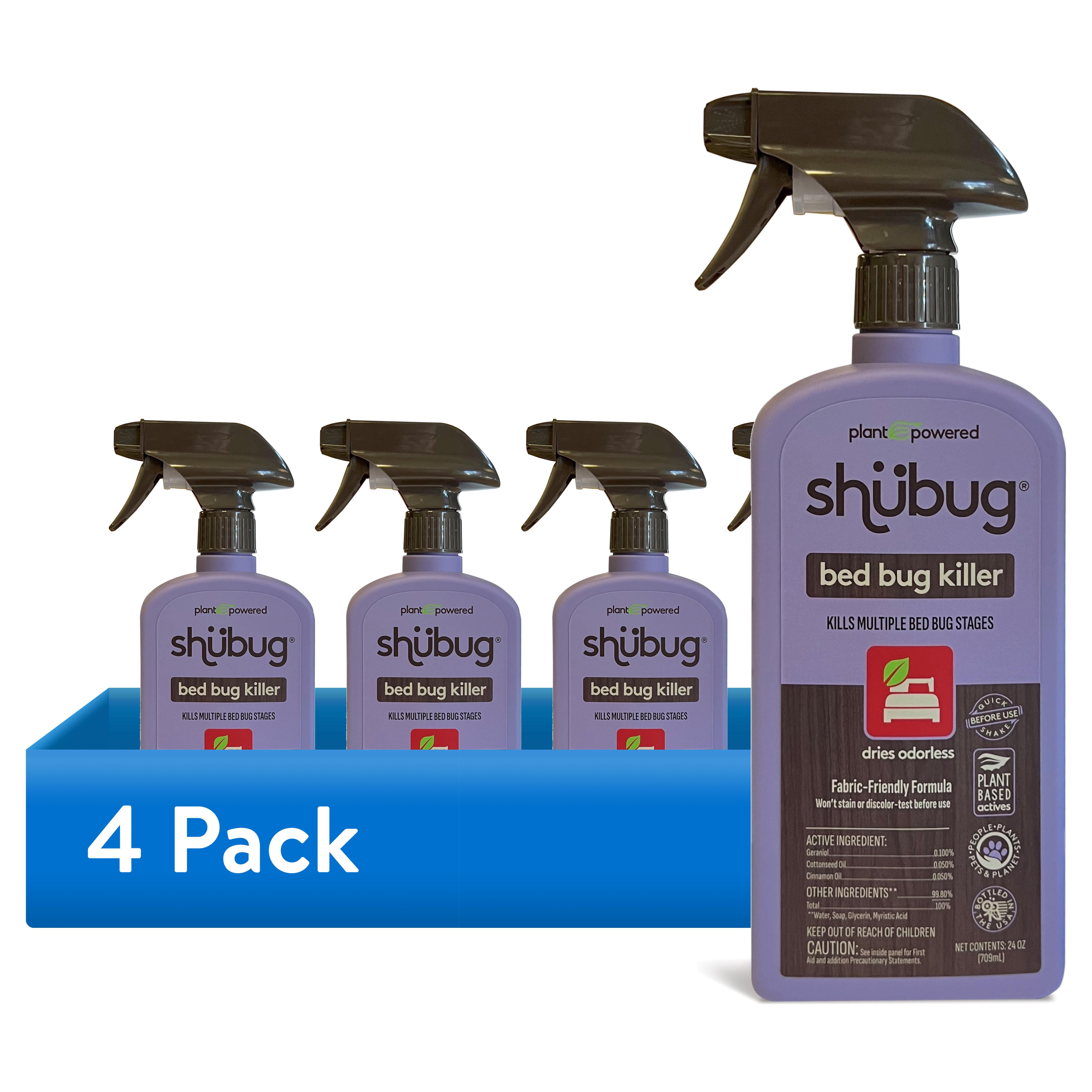(4 pack) Shubug Plant-Powered Bed Bug Pest Killer Spray with 24 oz Trigger