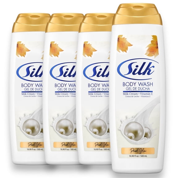 (4 pack) Silk Pearl Glow Vitamin Enriched Body Wash, 16.9 oz