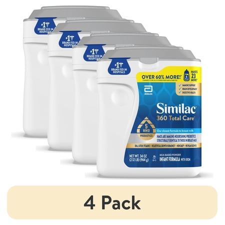 (4 pack) Similac 360 Total Care Baby Formula Powder, 34-oz Tub