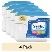4 pack Similac Advance Powder Baby Formula With Iron, Has DHA & Lutein, 20.6-oz Tub