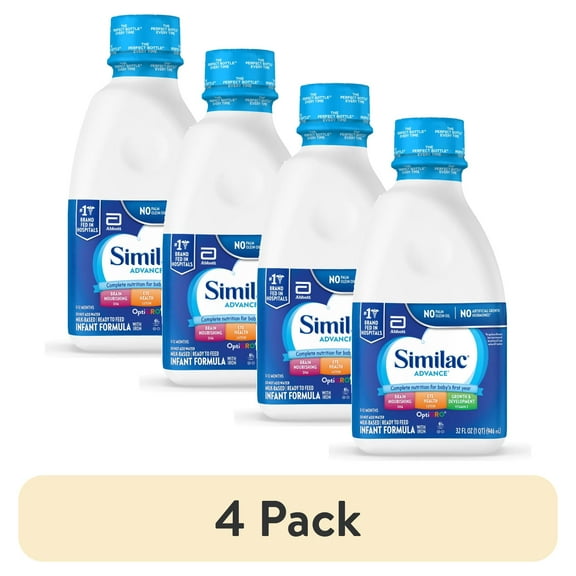 (4 pack) Similac Advance Ready-to-Feed Baby Formula With Iron, Has DHA & Lutein, 32-fl-oz Bottle