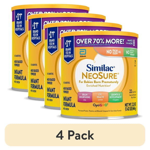 (4 pack) Similac NeoSure Premature Post-Discharge Baby Formula Powder, 22.8-oz Value Can