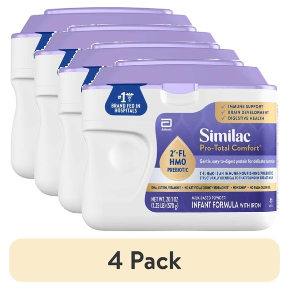 (4 pack) Similac Pro-Total Comfort Powder Baby Formula, 20.1-oz Tub