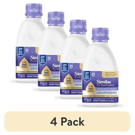 (4 pack) Similac Pro-Total Comfort Ready-to-Feed Baby Formula, 32-fl-oz Bottle