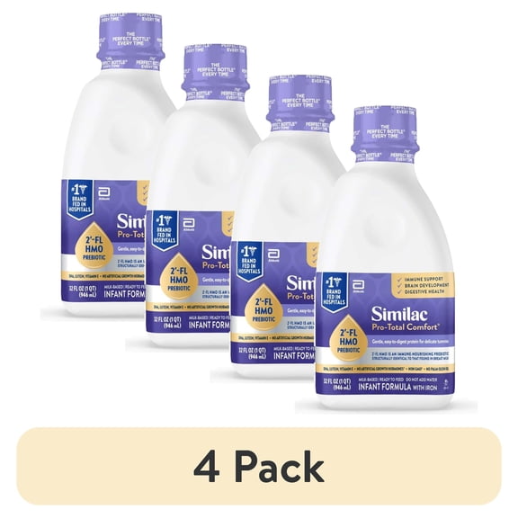 (4 pack) Similac Pro-Total Comfort Ready-to-Feed Baby Formula, 32-fl-oz Bottle
