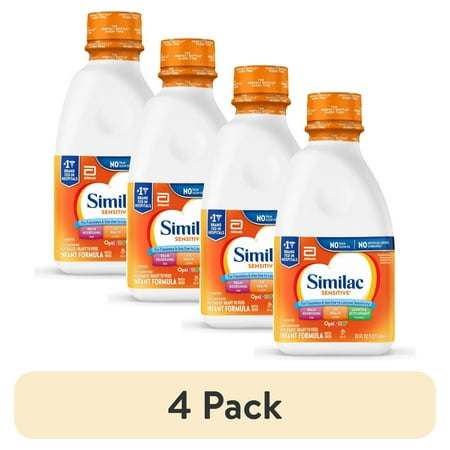 (4 pack) Similac Sensitive Ready-to-Feed Baby Formula, 32-fl-oz Bottle