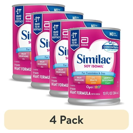 (4 pack) Similac Soy Isomil Concentrated Liquid Baby Formula, 13-fl-oz Can