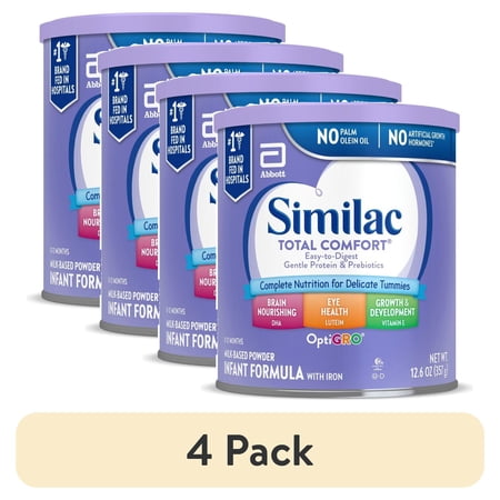 (4 pack) Similac Total Comfort Powder Baby Formula, 12.6-oz Can