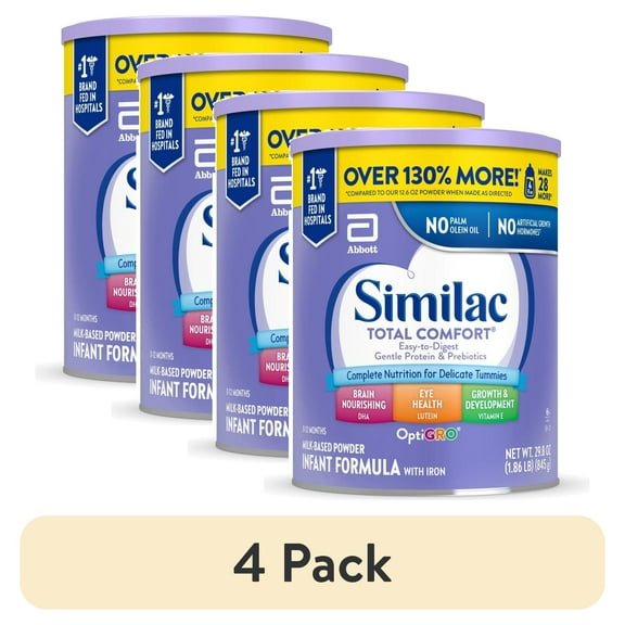 (4 pack) Similac Total Comfort Powder Baby Formula, 29.8-oz Can