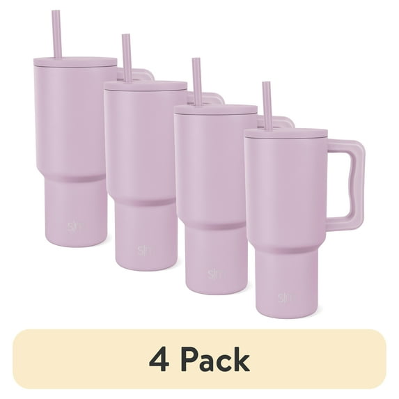 (4 pack) Simple Modern 30 fl oz Insulated Stainless Steel Trek Tumbler with Straw Lid | Lavender Mist