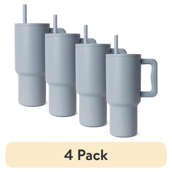 (4 pack) Simple Modern 30 fl oz Insulated Stainless Steel Trek Tumbler with Straw Lid | Mystifying Blue