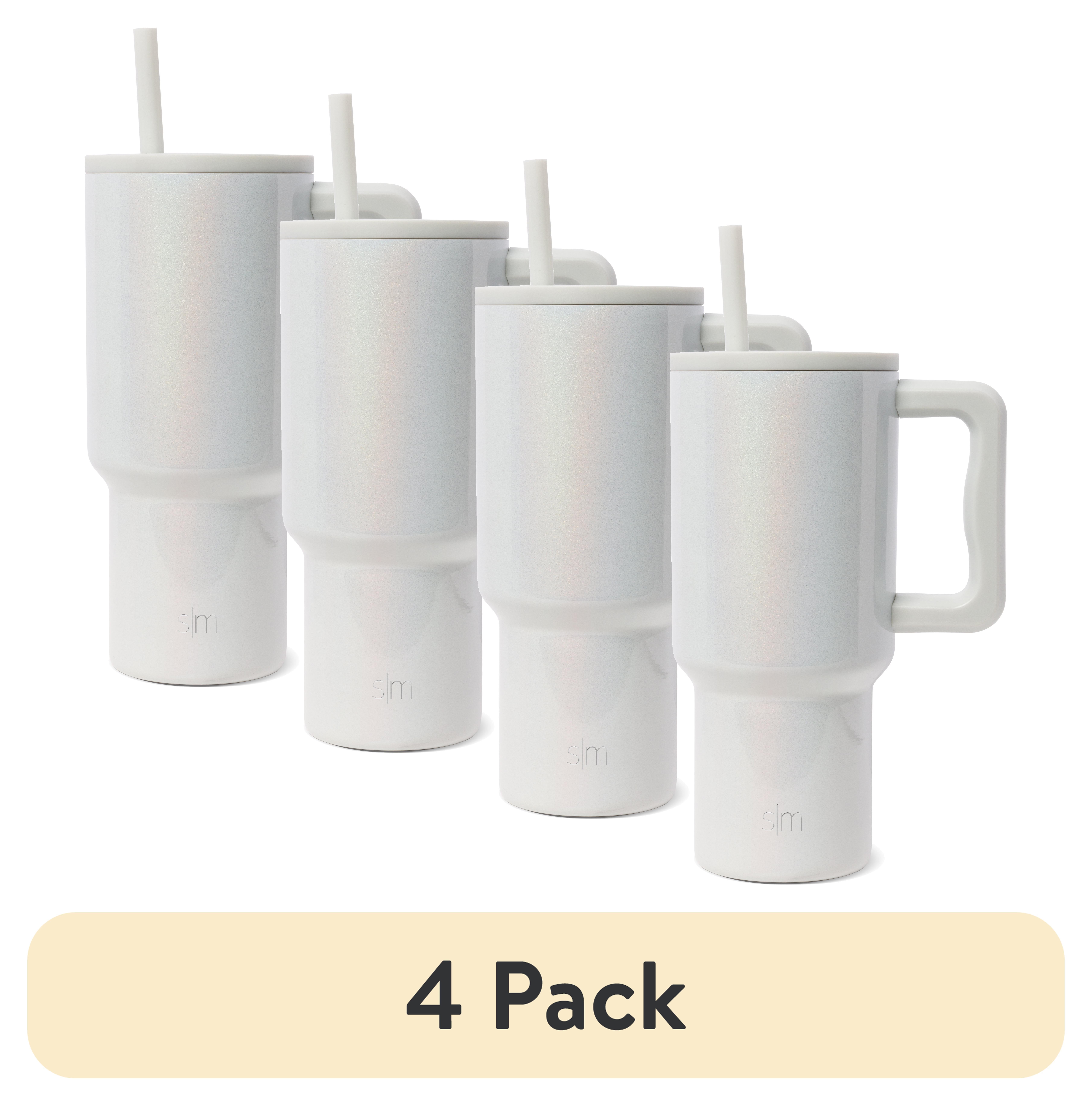 (4 pack) Simple Modern 30 fl oz Insulated Stainless Steel Trek Tumbler with Straw Lid | Selenite