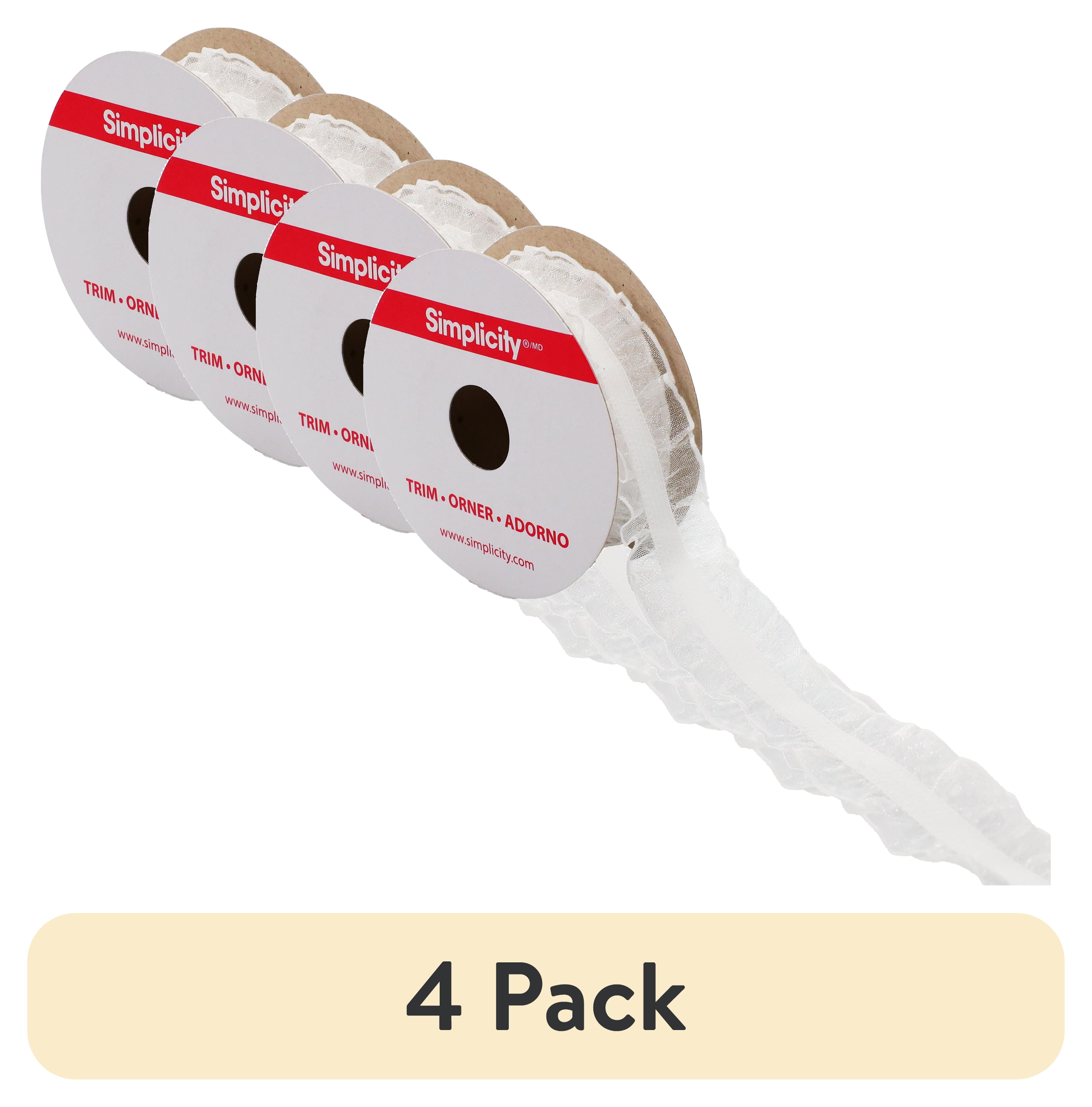 (4 pack) Simplicity Trim, White 1 inch Double Sheer Ruffled Elastic ...