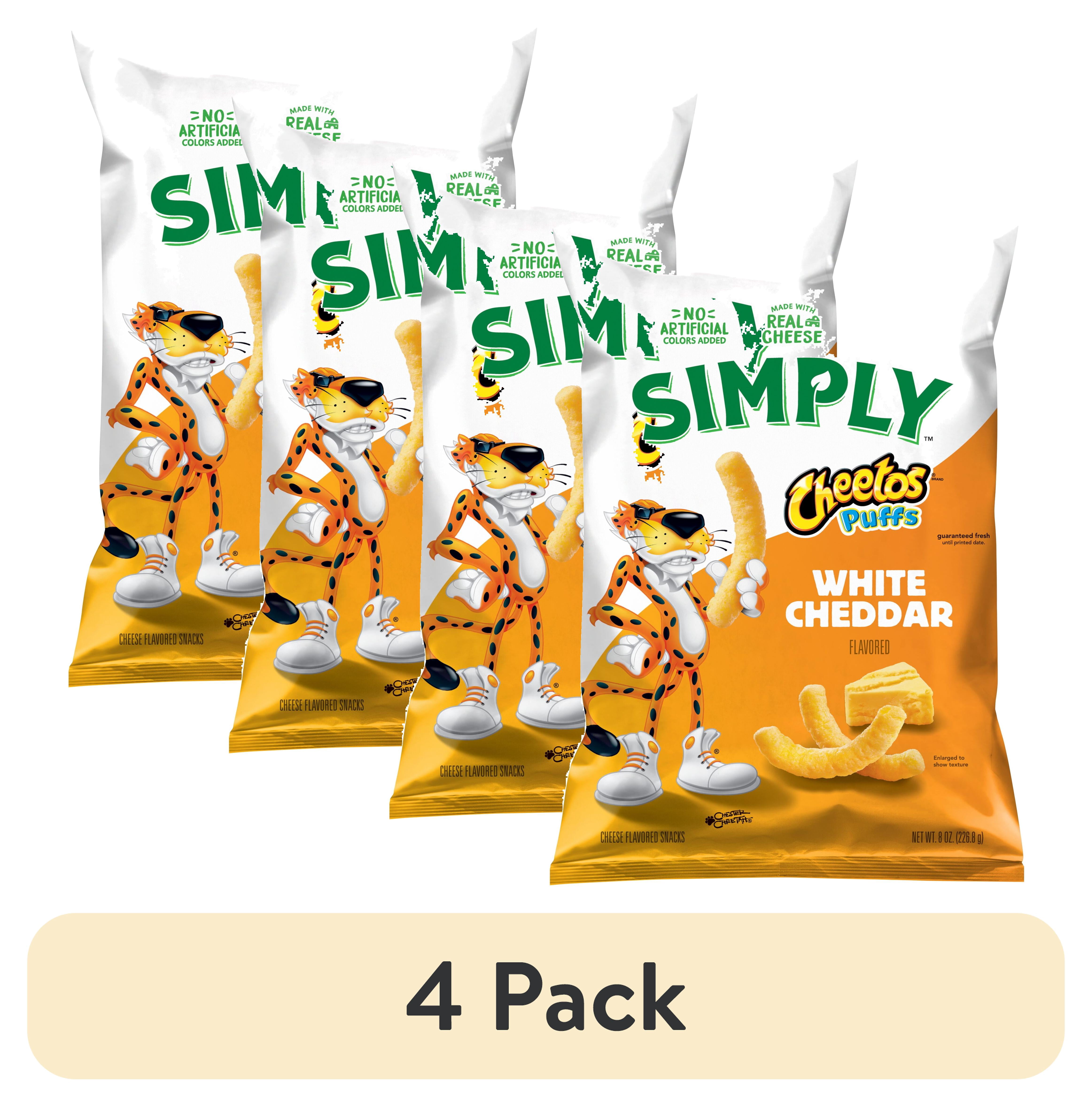 (4 pack) Simply Cheetos Puffs Cheese Flavored Snacks, White Cheddar, 8 ounce Bag