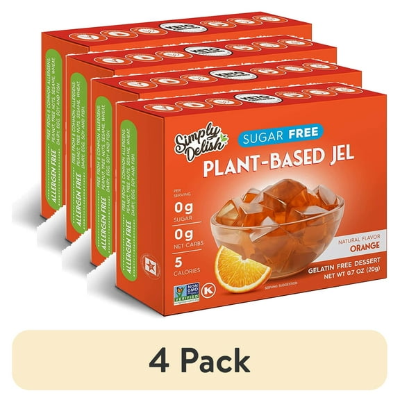 (4 pack) Simply Delish Natural Jel Dessert Sugar Free Orange 1.6 Oz