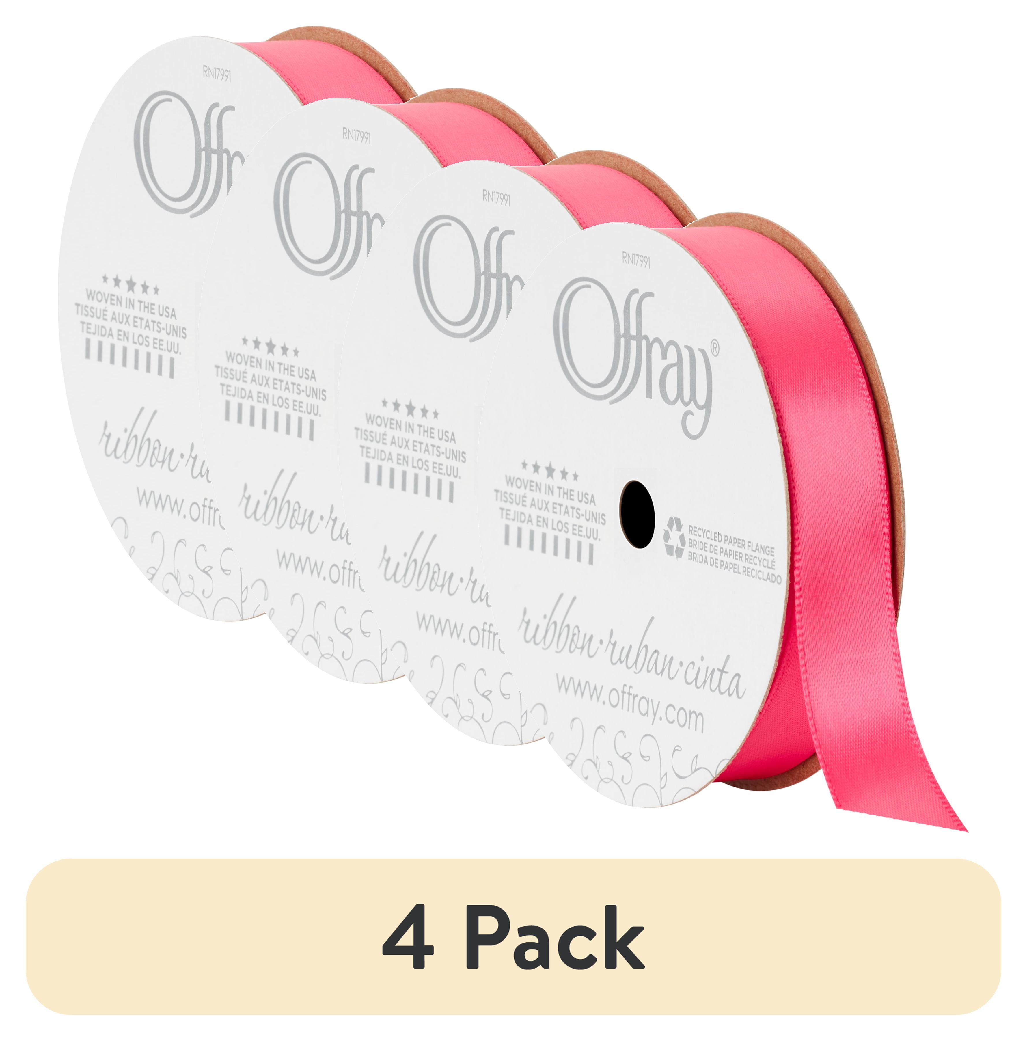 (4 pack) Offray Ribbon, Shocking Pink 5/8 inch Single Face Satin Polyester Ribbon for Sewing, Crafts, and Gifting, 18 feet, 1 Each