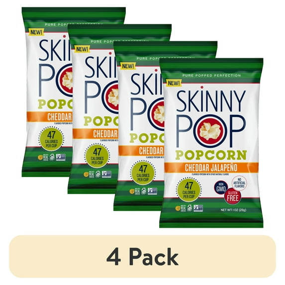 (4 pack) SkinnyPop Gluten-Free Cheddar Jalapeno Popcorn, 1 oz