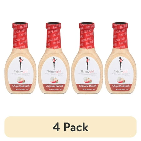 (4 pack) Skinnygirl, Fat-Free, Sugar-Free Chipotle Ranch Dressing, 8 fl oz