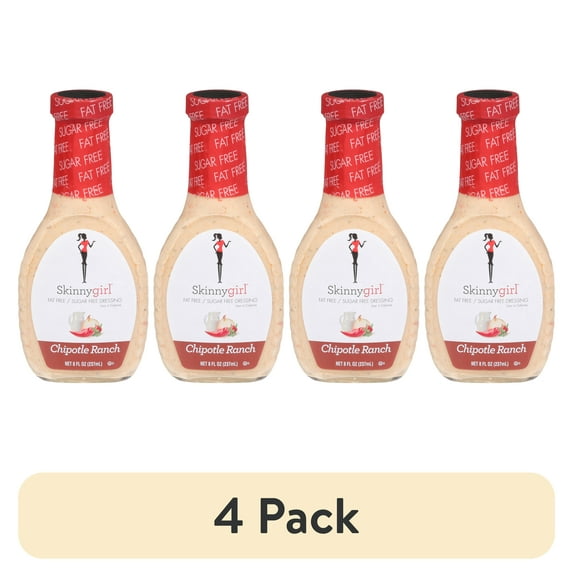 (4 pack) Skinnygirl, Fat-Free, Sugar-Free Chipotle Ranch Salad Dressing, 8 fl oz