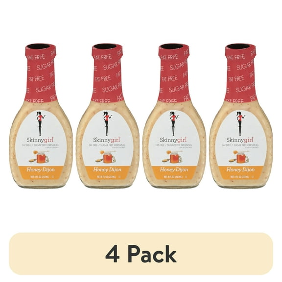(4 pack) Skinnygirl, Fat-Free, Sugar-Free Honey Dijon Salad Dressing, 8 fl oz