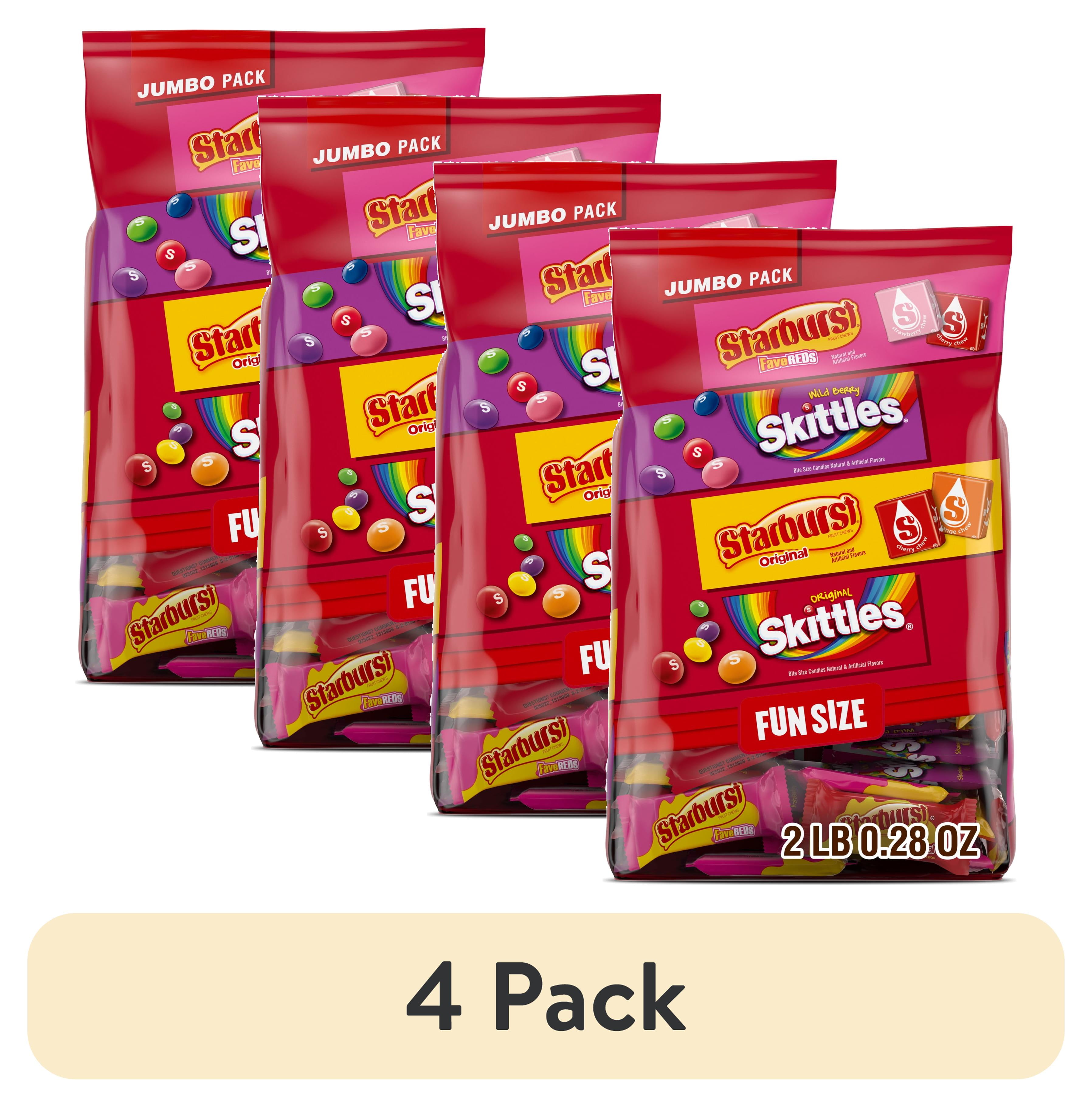 (4 pack) Skittles & Starburst Fun Size Chewy Candy Variety Bag - 32.28 oz Jumbo pack