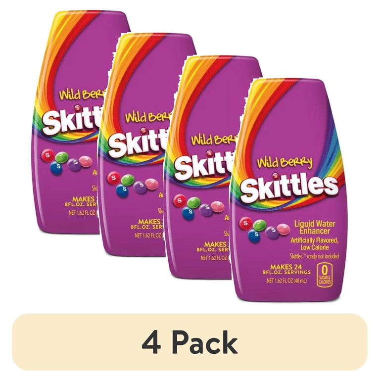 4 pack) Skittles Sugar-Free On-The-Go Liquid Water Enhancer Juice Drink  Mix, Wild Berry, 24 Servings, 1.62 fl oz