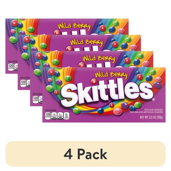 (4 pack) Skittles Wild Berry Chewy Candy Theater Box - 3.5 oz Box