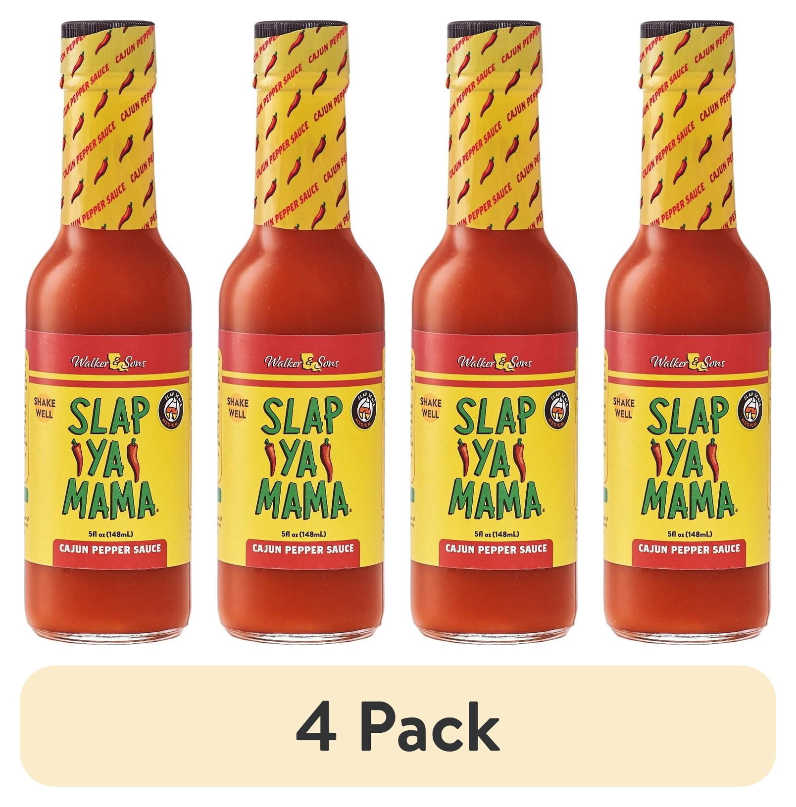 (4 pack) Slap Ya Mama Cajun Pepper Sauce, 5 fl oz Glass Bottle – Louisiana-Style Hot Sauce for Everyday Meals