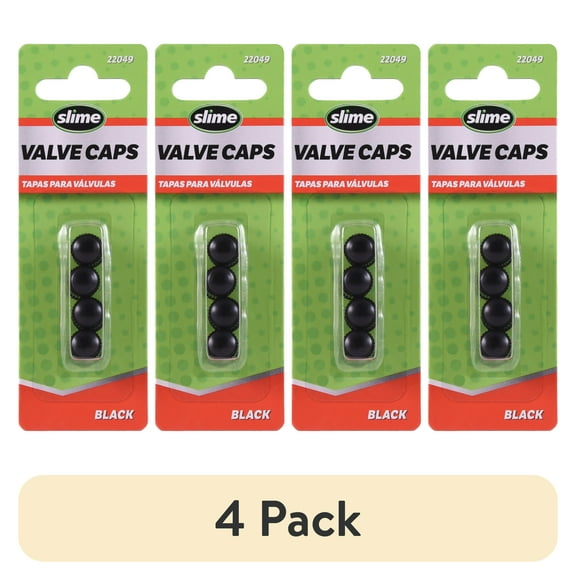 (4 pack) Slime Black Plastic Replacement Valve Caps (4PC) - 22049