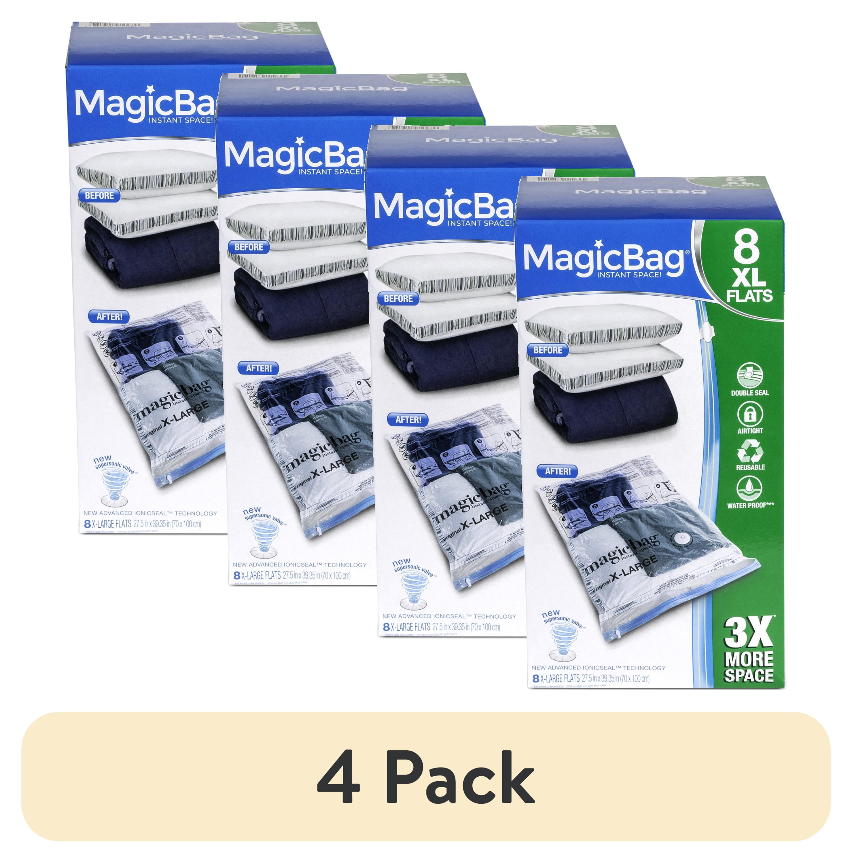 (4 pack) MagicBag Flat Extra-Large Vacuum Storage Bags, Double Zipper, Airtight Seal, 8-Pack