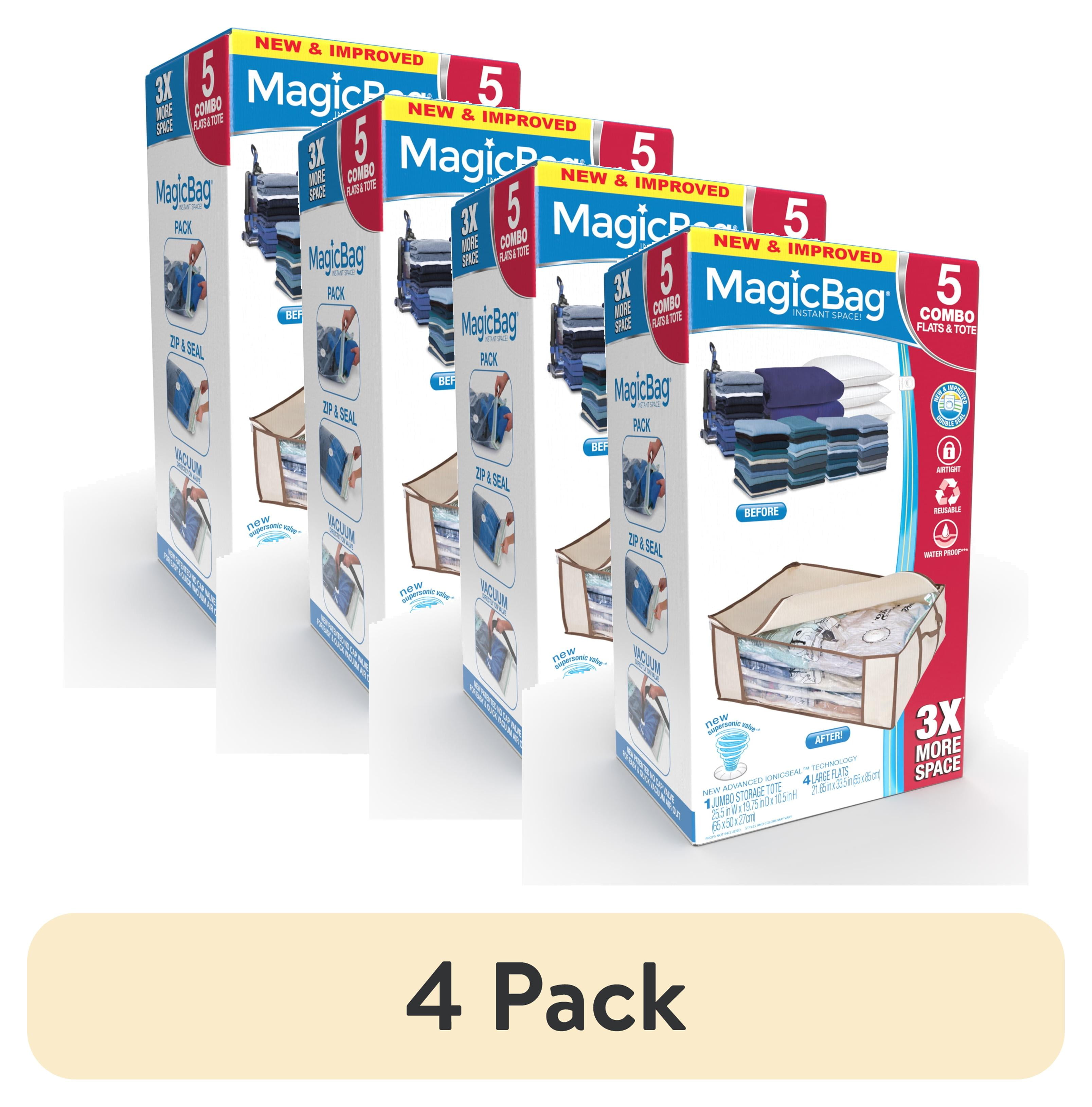 Clear Beige Resin Jumbo Storage Tote with Compression Bags