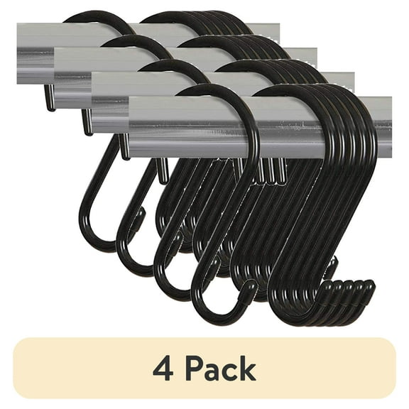 (4 pack) Smart Design Premium Steel Large Hooks with Rubber Gripped Finish for Closet Storage, 6 Pack