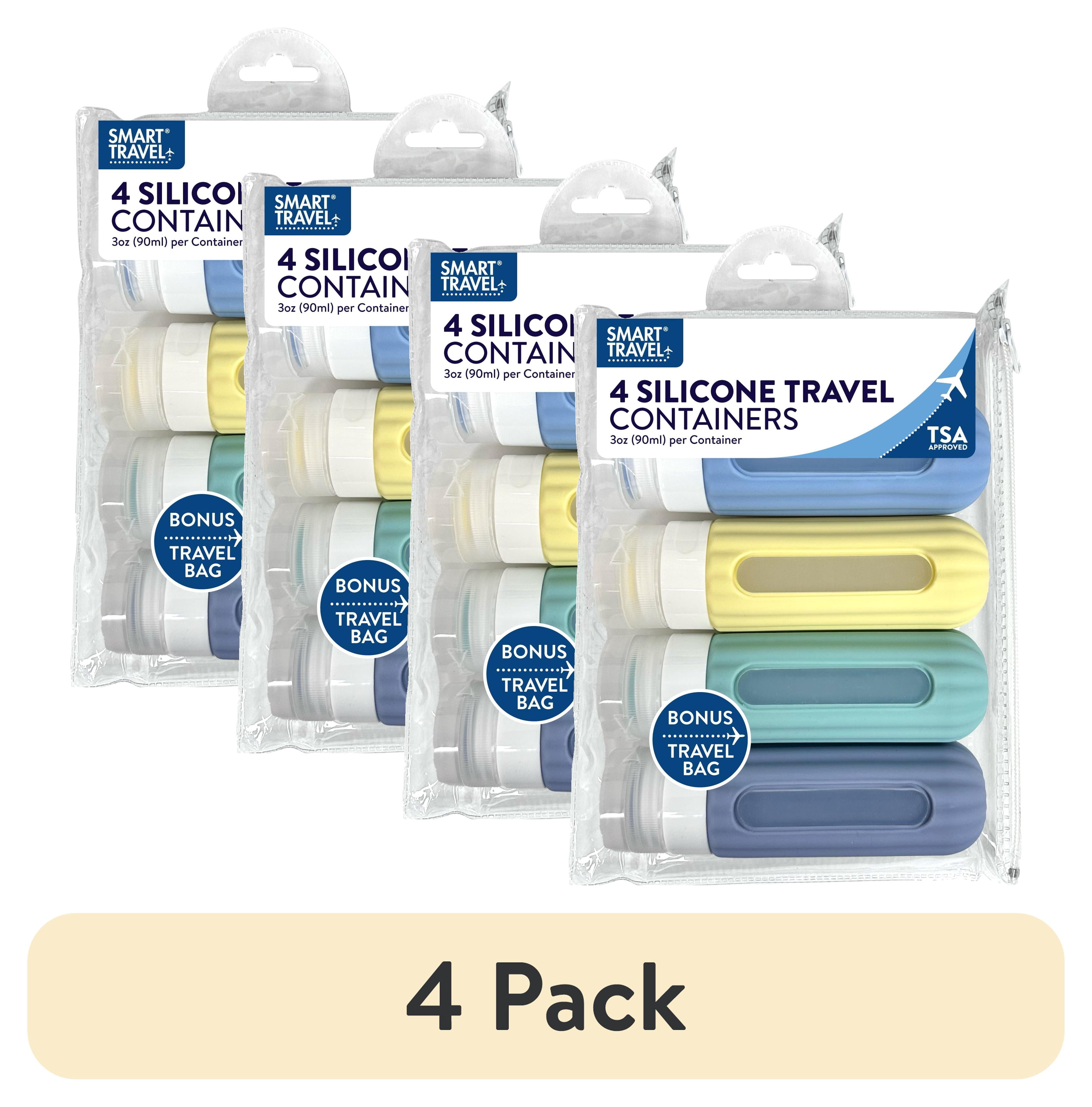 (4 pack) Smart Travel Silicone 3 oz Container Set, 4 Pack, Leak-Proof, TSA Approved with Clear Case