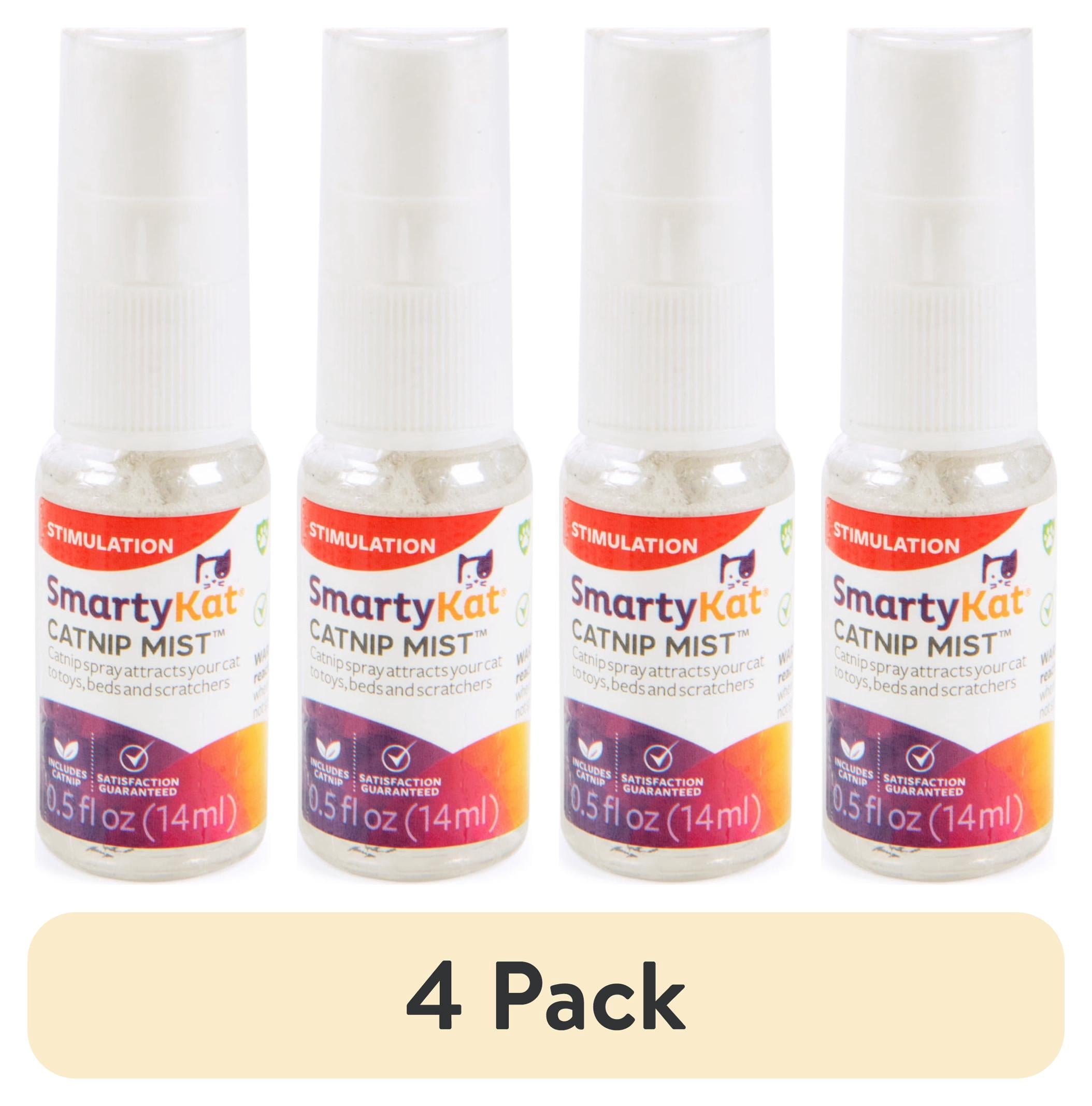 (4 pack) SmartyKat Catnip Mist Pure & Potent Catnip-Infused Liquid Catnip Spray, Trial Size, 0.5 0z