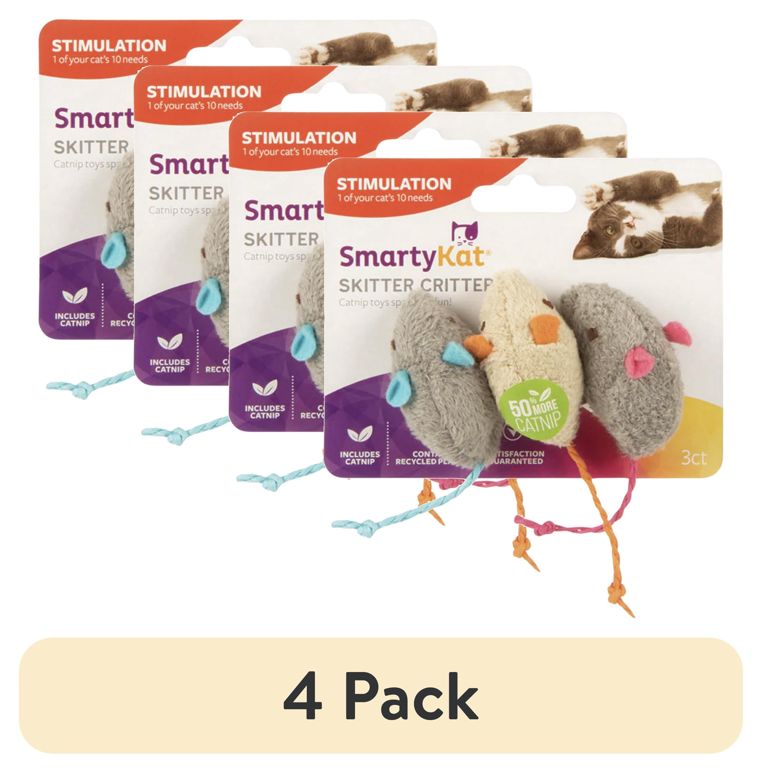 (4 pack) SmartyKat Skitter Critters Mice Catnip Cat Toys, 3 Count