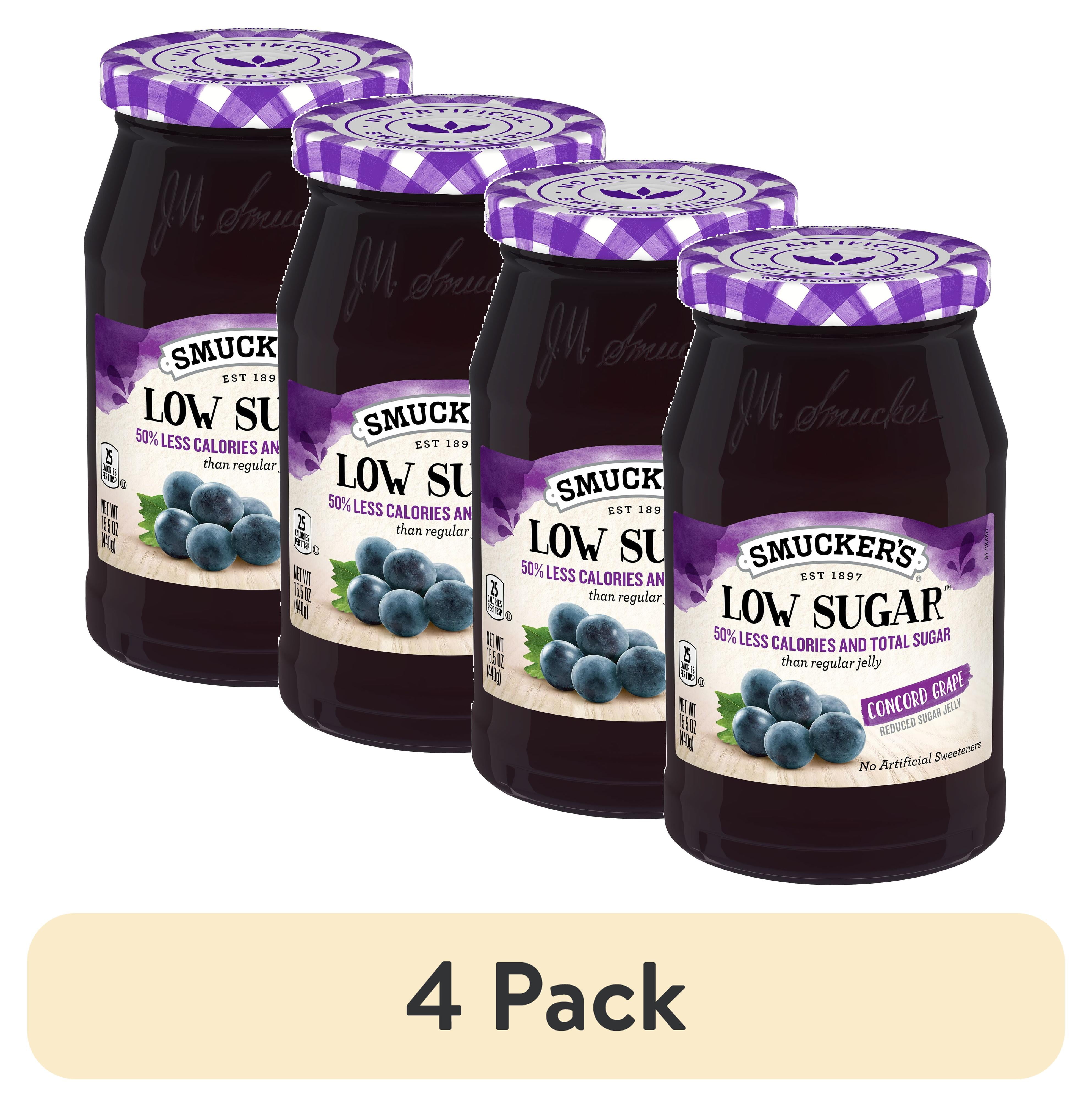 (4 pack) Smucker's Low Sugar Reduced Sugar Concord Grape Jelly, 15.5 Ounces