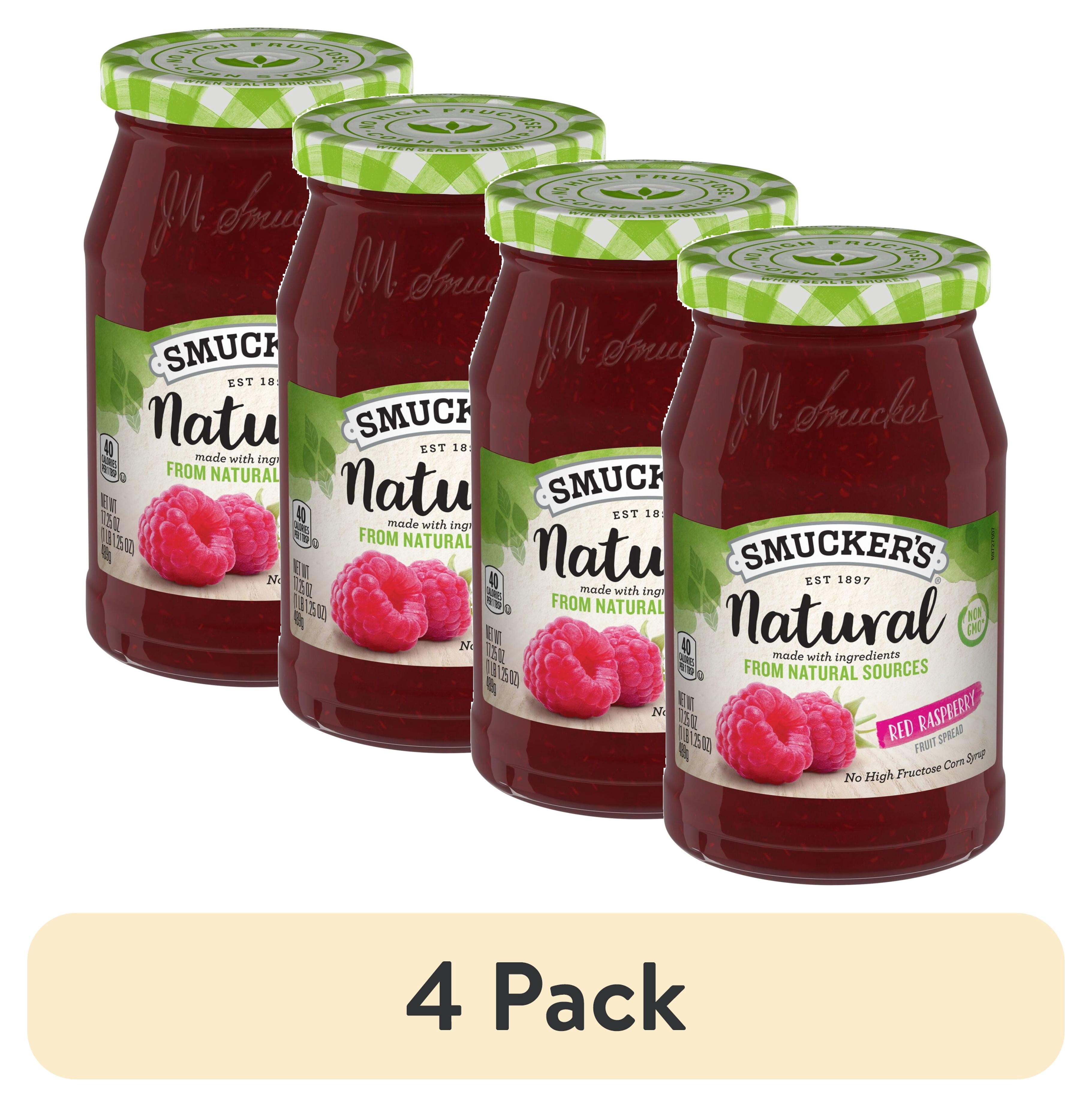 (4 pack) Smucker's Natural Red Raspberry Fruit Spread, 17.25 oz