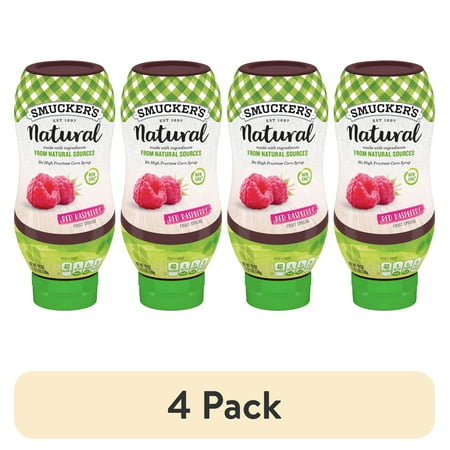 (4 pack) Smucker's Natural Red Raspberry Squeezable Fruit Spread, 19 Ounces