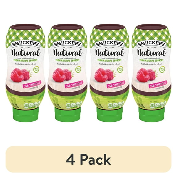 (4 pack) Smucker's Natural Red Raspberry Squeezable Fruit Spread, 19 ...