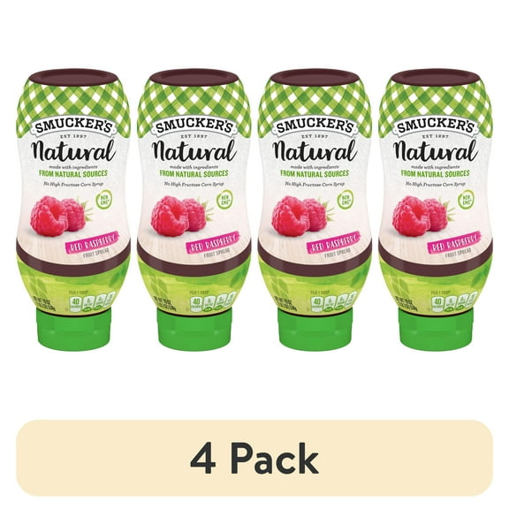 (4 pack) Smucker's Natural Red Raspberry Squeezable Fruit Spread, 19 Ounces