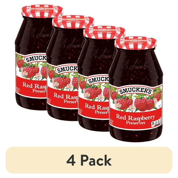 (4 pack) Smucker's Red Raspberry Preserves, 32 oz