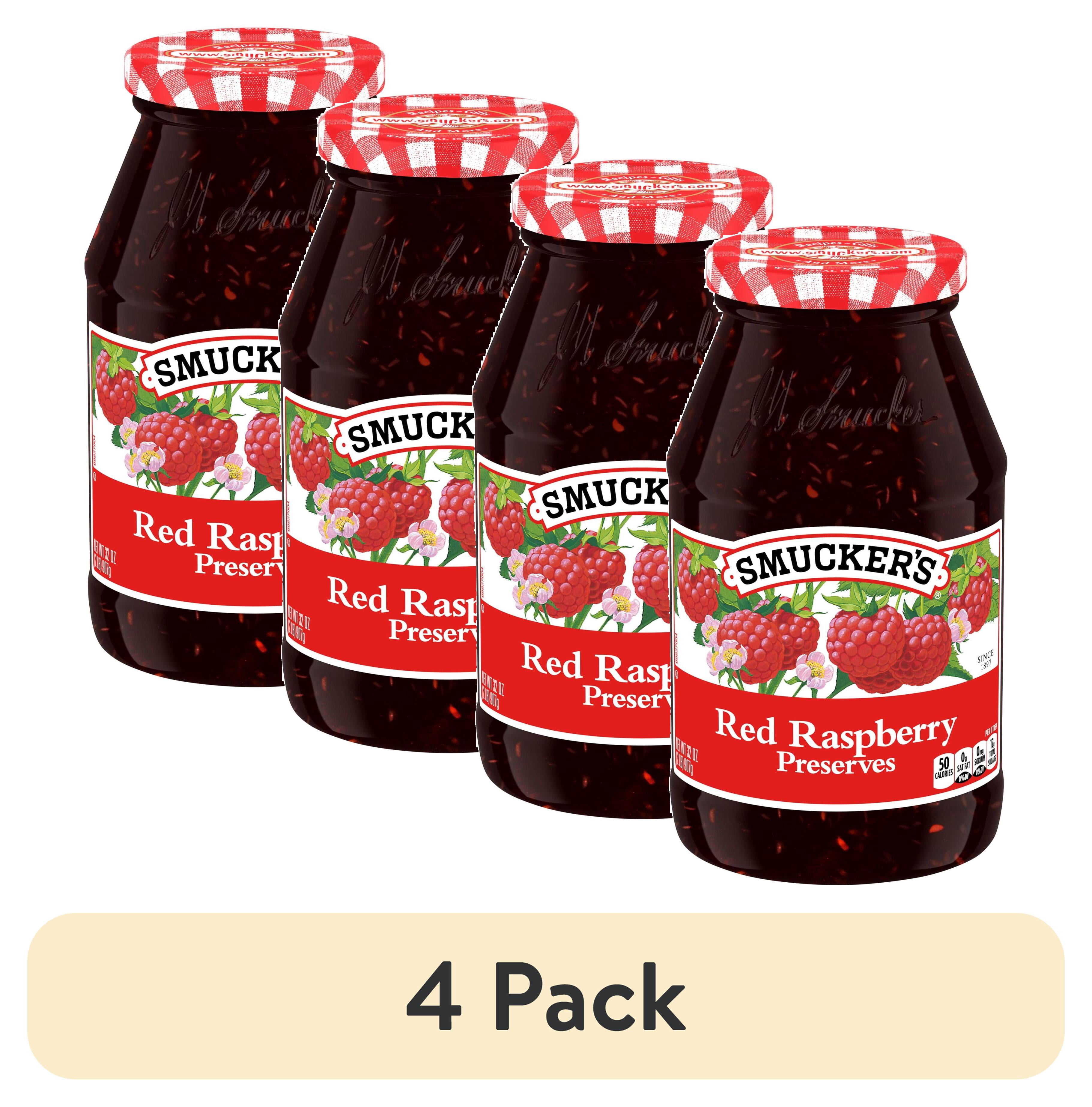 (4 pack) Smucker's Red Raspberry Preserves, 32 oz