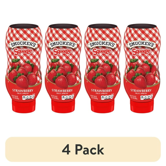 (4 pack) Smucker's Squeeze Strawberry Fruit Spread, 20 oz