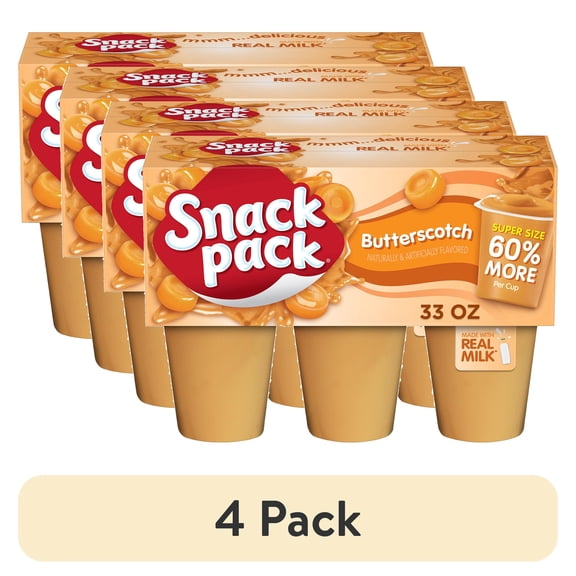 (4 pack) Snack Pack Super Size Butterscotch Pudding, 5.5 oz Pudding Cups, 6 Count